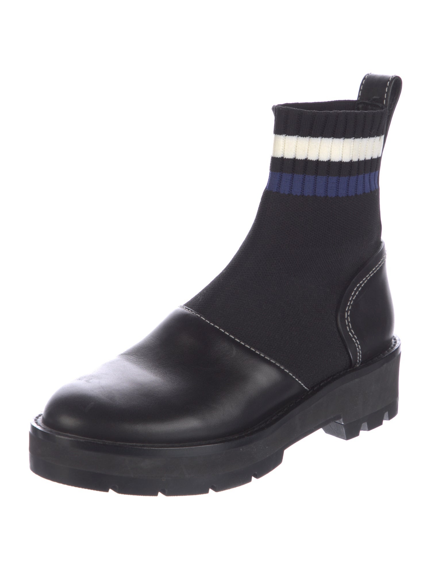 3.1 Phillip Lim Leather Striped Combat Boots